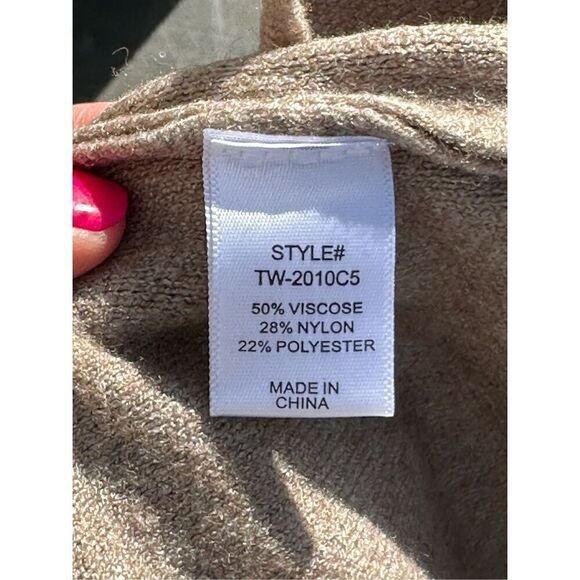 Zenana Tan Ribbed Mock Neck Bell Sleeve Sweater Size S - Picture 6 of 9